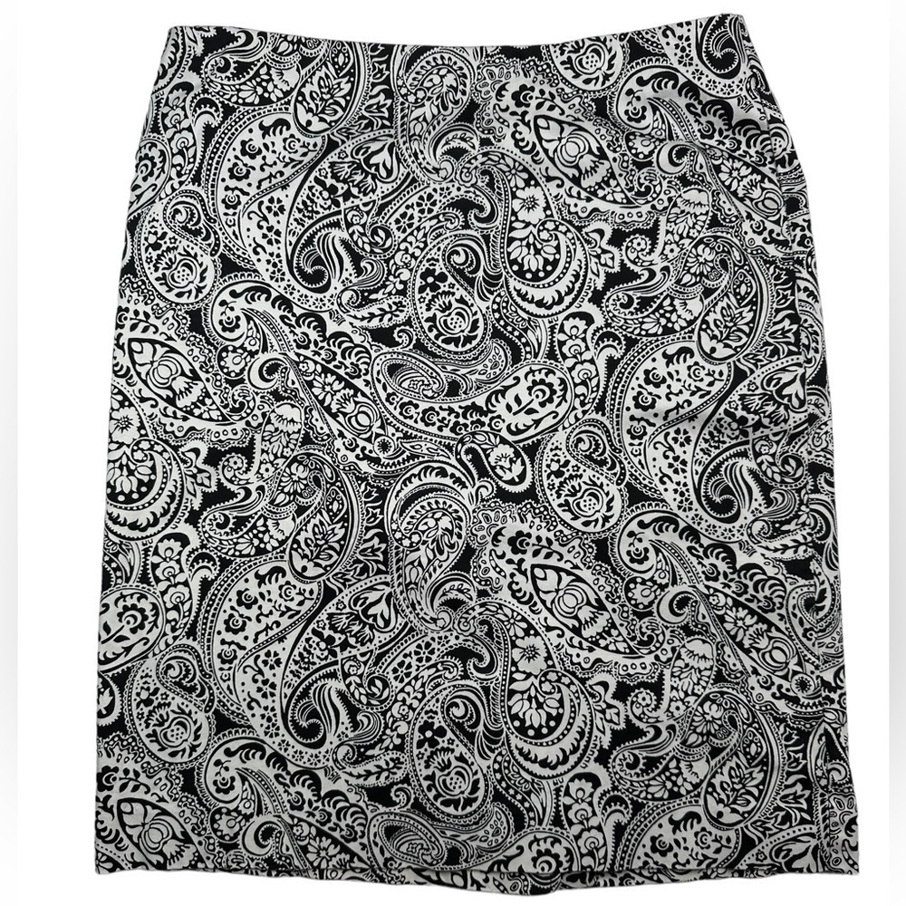 Talbots 10P‎ black and white paisley midi skirt